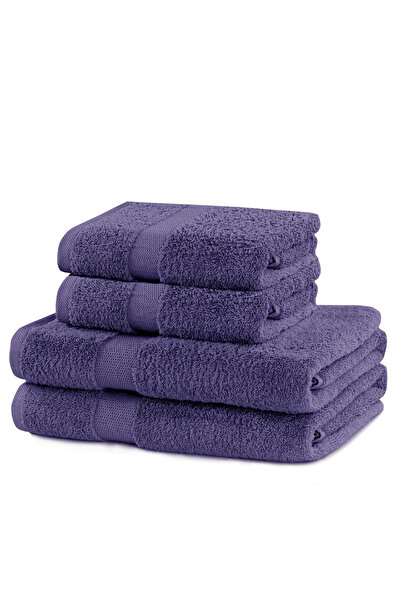 Deco King Set of 4 bath towels, 100% cotton, 525 g/m2, Marina, 2x70x140 cm, 2x50x100 cm, purple