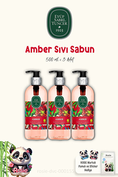 ODN 3 Pieces Eyüp Sabri Tuncer Amber Liquid Soap 500 ml and Rosie 100% Natura...