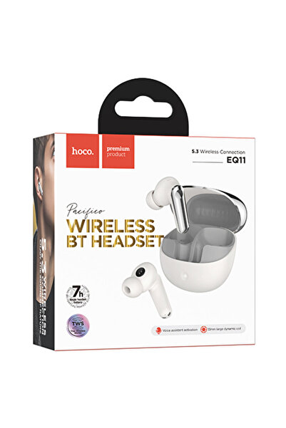 Hoco Casti Wireless (EQ11), Casti Wireless, Ear Buds, BT 5.3, 180h StandBy, 400mAh, Pacifico, White