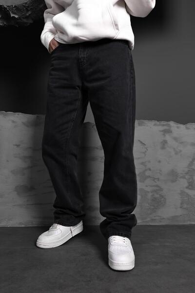 Slatra Men's Black Washed Baggy Pants