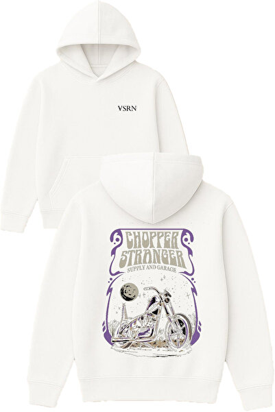 VSRN سويت شيرت تشوبر سترينجر ديزاين مطبوع قصة فضفاضة أبيض بغطاء رأس
