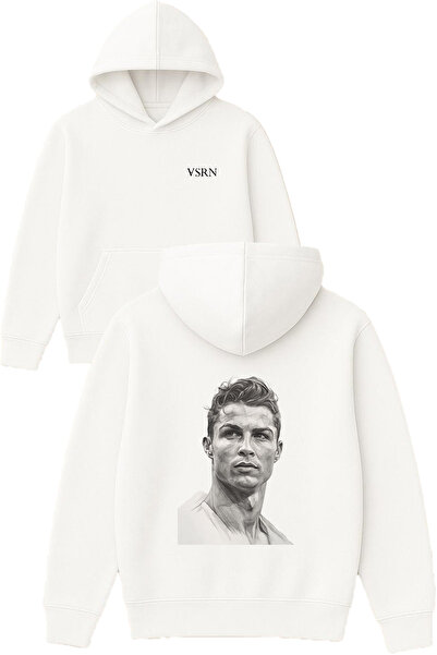 VSRN سويت شيرت كريستيانو ديزاين بي مطبوع أو قصة فضفاضة وايت كيه بغطاء رأس مع قلم