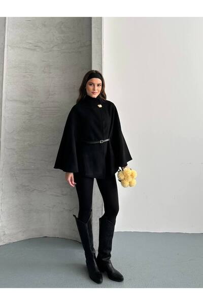 asur boutique Asur Boutique Women's Imported Cashmere Belted Poncho Standard Size 36-40