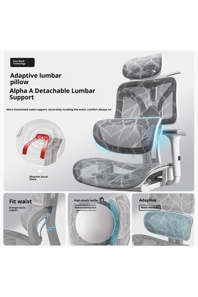 None Ultimate Ergonomic Mesh Office Chair: 4D Lumbar, 6D Headrest, 3D Seat, Footrest & Quiet Casters