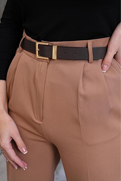 MODAM HİFA Square Gold Buckle Women's Belt Trouser Belt Dress Belt Waist Belt Body Belt Shirt Belt