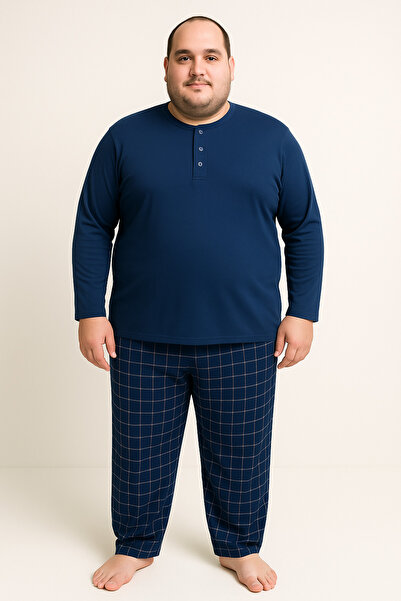 Mutlu City Men's High Quality Interlock Combed Cotton Plus Size Pajama Set 18546