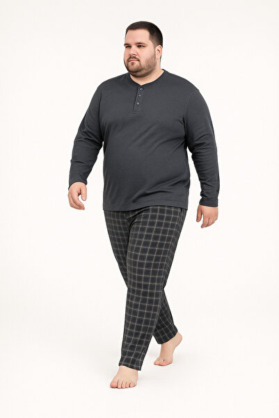 Mutlu City Men's High Quality Interlock Combed Cotton Plus Size Pajama Set 18546