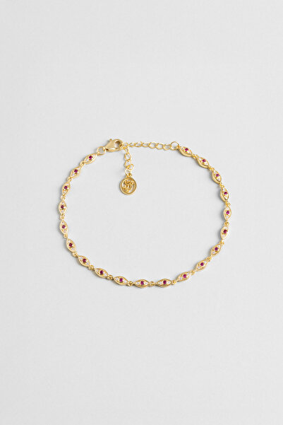 So CHIC... Iris'in Gözü 18 Ayar Sarı Altın Kaplama 20 Cm Gümüş Bileklik