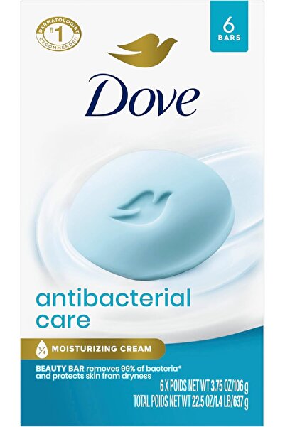 Dove Beauty Bar For All Skin Types Antibacterial Protects from Skin Dryness 3.75 oz 6 Bars