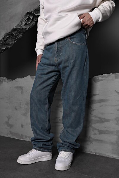 Slatra Men's Blue Washed Baggy Pants