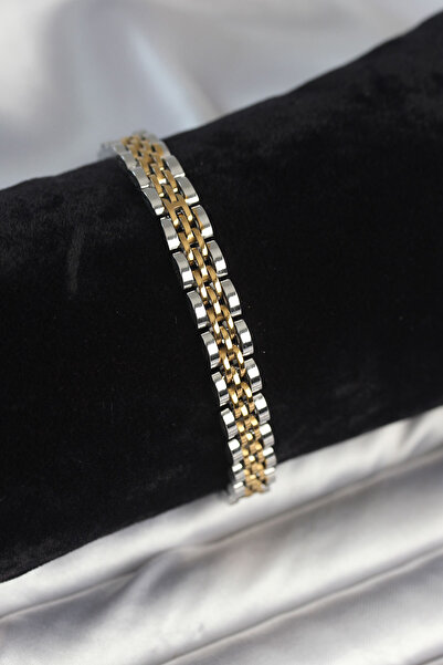 Skygo 316L Steel 7mm Thick Gold and Silver Color Men's Bracelet - Tj-Eb3766