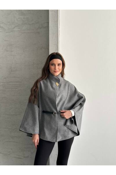 asur boutique Asur Boutique Women's Imported Cashmere Belted Poncho Standard Size 36-40