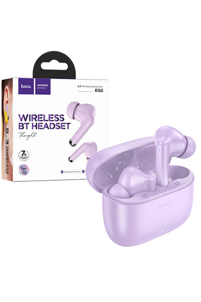 Hoco Casti Wireless (EQ2), Casti Wireless, Ear Buds, BT 5.3, 180h StandBy, 300mAh, Thought, Purple