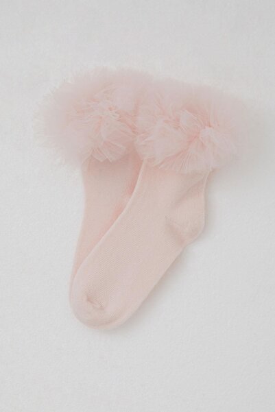 Katamino جوارب بناتي بتفاصيل من التول على الكاحل، من عمر 3 إلى 8 سنوات، وردي