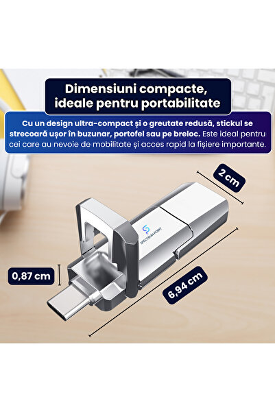 SpectrumPoint 2 in 1 USB+Type-C memory stick, 256 GB, for phone/laptop/PC/tablet, universally compatible