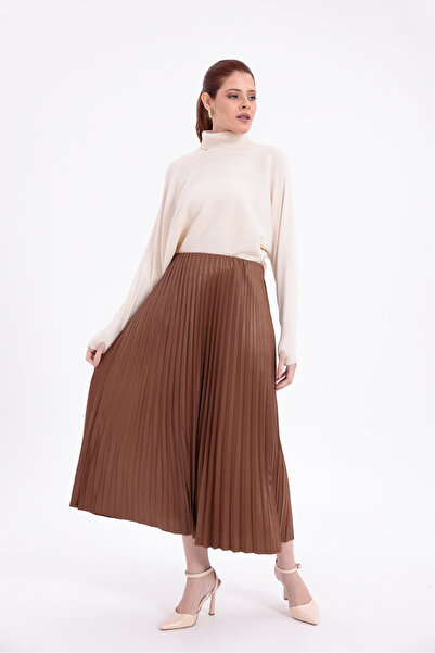 Mersella Women's Elastic Waist Pleated Long Skirt – Flexible Waist, Midi Leng...