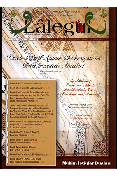 kitaptakipcileri Lalegül Dergisi Aralık 2025 Cübbeli Ahmet Hoca, Üç Aylar Rec...
