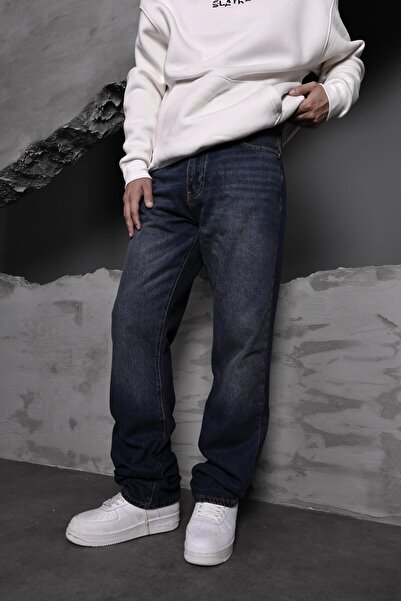 Slatra Men's Navy Blue Stone Straight Fit Trousers