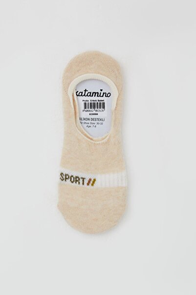 Katamino Κάλτσες μπαλαρίνας για αγόρια Sport Text με τύπωμα 7-14 ετών, κρεμ