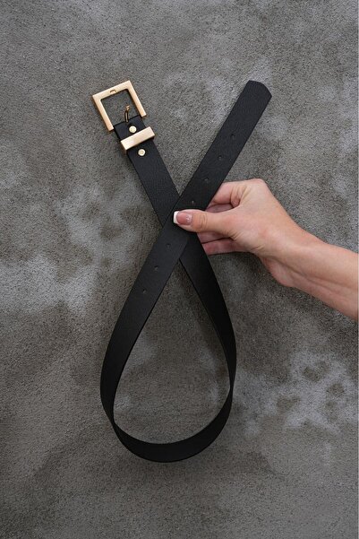 MODAM HİFA Square Gold Buckle Women's Belt Trouser Belt Dress Belt Waist Belt Body Belt Shirt Belt