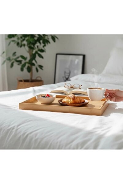 Fİ HOME Bamboo Folding Leg Bed Tray Enjoyment & Service Tray | Portable Breakfast Tray 40X30