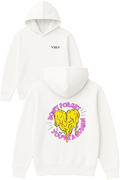 VSRN Dont Forget Design Printed Oversized White Hooded Sweatshirt