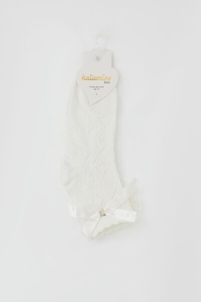 Katamino Girl's Socks with Mesh Detail, Ages 5-10, Ecru