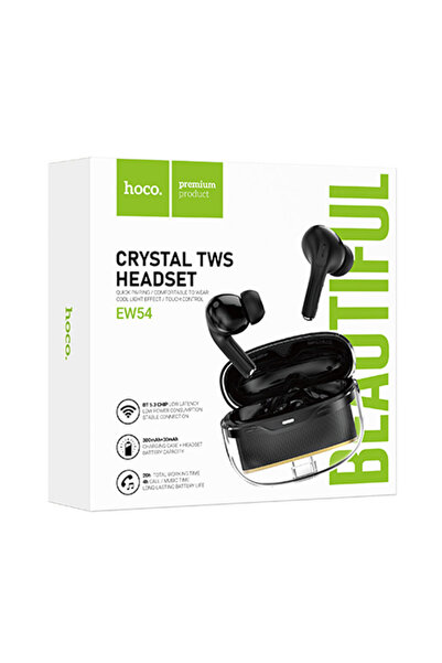 Hoco Casti Wireless (EW54), Casti Wireless, Ear Buds, BT 5.3, 300mAh, Rayo, Black