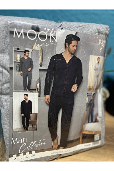 Moon Men's Pajama Set Buttoned Model