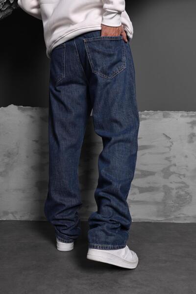 Slatra Men's Navy Blue Washed Baggy Pants