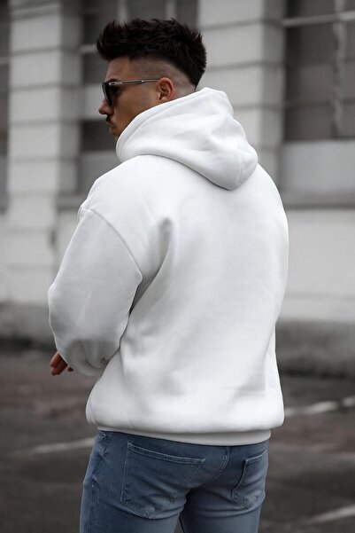 Rivox Unisex White Hooded Oversized Sweatshirt I'M Off Printed