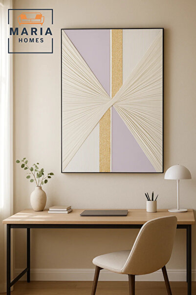 MARIA HOMES White and Gold Folded Textured Wall Art – Modern Luxury Abstract Decor for Home & Office-100*150CM