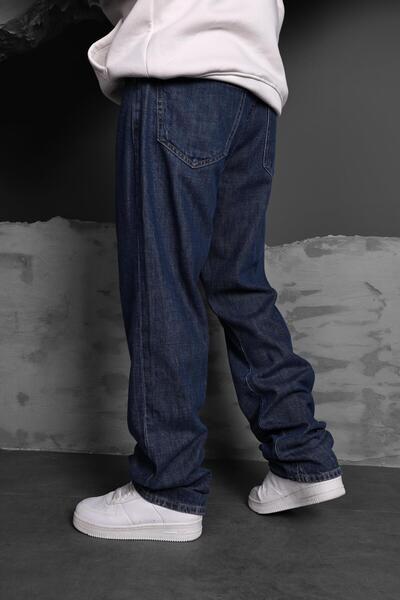 Slatra Men's Navy Blue Washed Baggy Pants