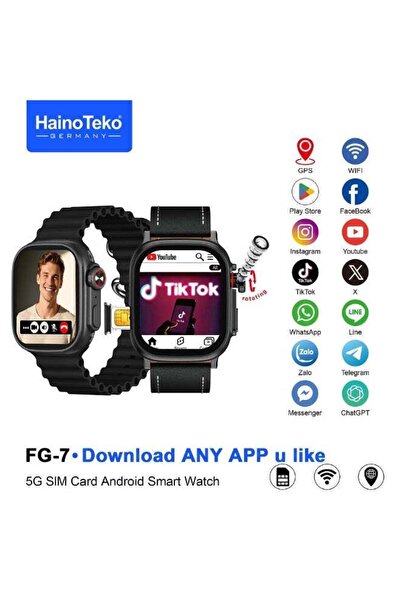 HAINOTEKO Haino Teko FG-7 5G Android Smartwatch with Rotating Camera, SIM Slot - Black