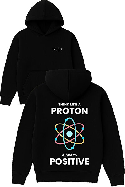 VSRN بروتون ديزاين مطبوع قصة فضفاضة سويت شيرت أسود بغطاء رأس