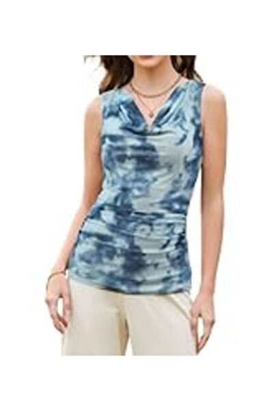 OEM Women's summer sleeveless T-shirt, blue 2XL