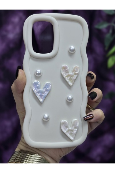 Magic Ring Oppo A74 Compatible Shiny Heart & Pearl Detailed Soft Stylish Phone Case