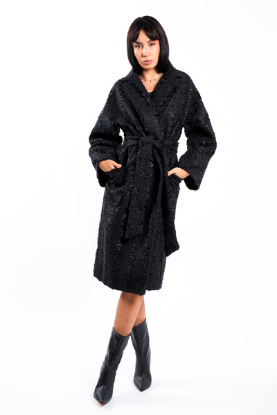 monarh Oversized wool coat with drawstring
