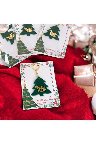 Masalsı Concept Mutlu Yıllar Yazılı Çam Ağacı Figürlü 5 Adet Yılbaşı Noel Chr...