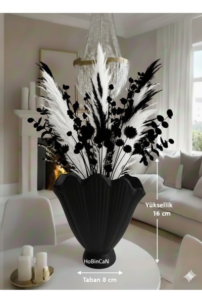 Pelirum Dekoratif Şık Modern Trend Istiridye Vazo - Mekanlarınıza Zarif Bir Dokunuş 16 cm boy