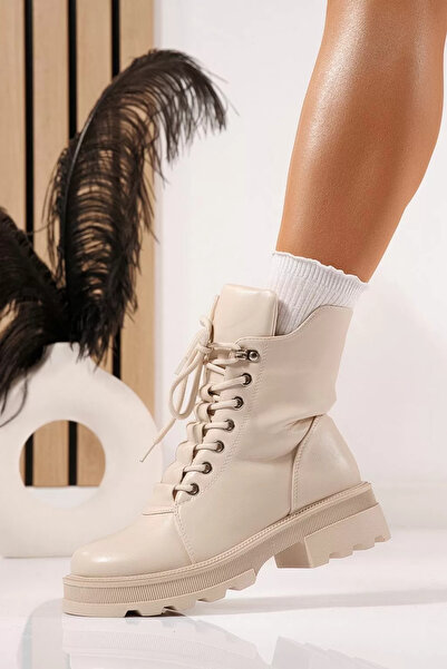 Zaira Ghete dama îmblanite bej din piele ecologica Kiara #23088 - 36