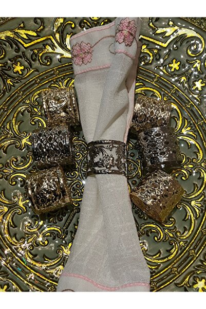 İsmet toka 6 Pcs - Pattern Napkin Holder Metal Christmas (Stainless) - Metal Accessory