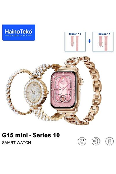 HAINOTEKO Haino Teko G15 Mini Smart Watch Series 10 Combo with 3 Straps, Analog Watch & Bracelet (Women)