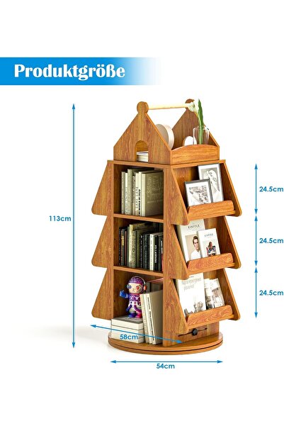 bimiti 360 Degree Bookcase, Storage Shelf for Children and Adults, Freestanding Bookcase
