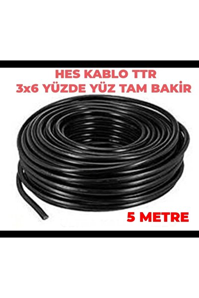 HES KABLO TTR YÜZDE YÜZ TAM BAKİR 3X6 (1-50 METRE ARASI) (3X6 TTR TAM BAKIR) KALIN KABLO