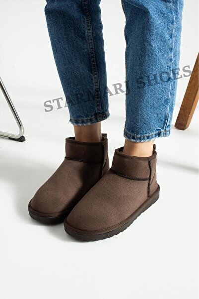 starmarj Γυναικείες ΚΑΦΕ Μίνι Μπότες με λεπτή σόλα και επένδυση από γούνα