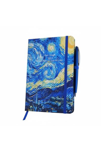MODA A5 Van Gogh Temalı Özel Tasarımlı Defter İpli Çizgili Yumusak Hamur Sanat