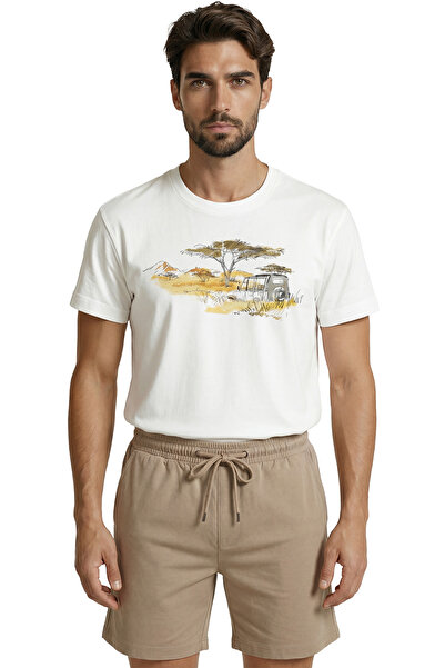 Color Luxe Safari Themed Jeep and Savana Scenery Watercolor Sketch Printed Pr...