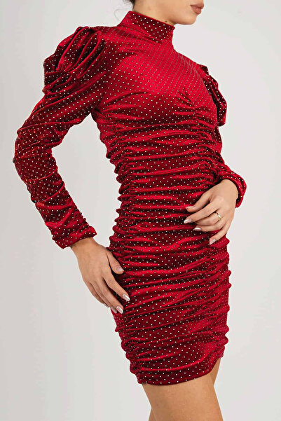 monarh Velvet mini dress with puff sleeves