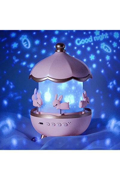 Generic Rotating Bunny Carousel Night Light Projector for Kids Room